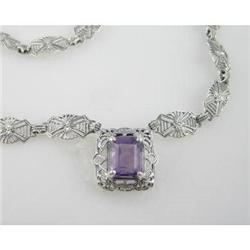 ANTIQUE FILIGREE NECKLACE AMETHYST  10 CTS! #955793