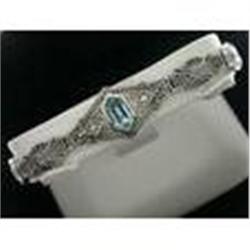 ANTIQUE FILIGREE BRACELET BLUE TOPAZ  DIAMONDS! #955797