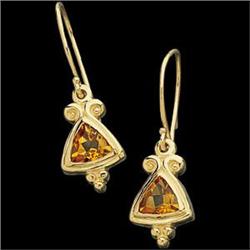 14K GOLD EARRINGS GOLDEN  CITRINE #955803