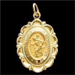 14k GOLD PENDANT  ST. CHRISTOPHER MEDAL #955805