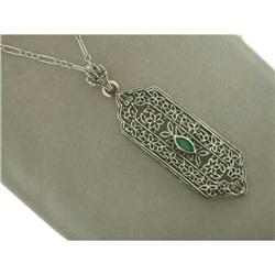 Antique Style Filigree Pendant Genuine EMERALD #955813
