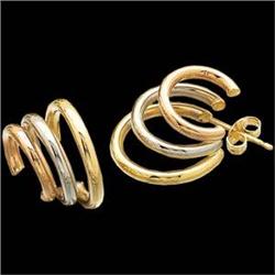 14k EARRINGS TRI -  GOLD! #955814