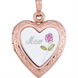  14k PINK GOLD LOCKET Heartshape MOM #955818