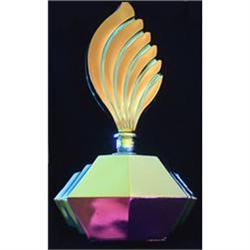 Czech Art Deco Iridescent Glass Perfume Bottle  #955851