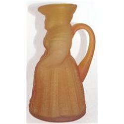 Czech Lady Yellow Satin Art Glass Syrup Pitcher #955871