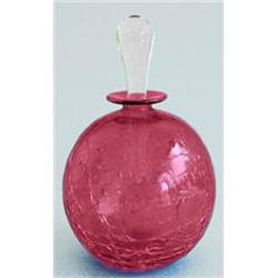 Cranberry Crackle Art Glass Perfume Bottle #956122