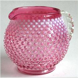 Fenton Cranberry Opalescent Hobnail Pitcher #956132