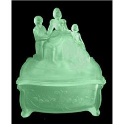 Green Martha Washington Satin Glass Dresser Jar #956136