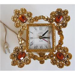 Guild Crest Glass Jewels Ormolu Telechron Clock #956140