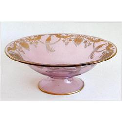 Lavender Gold Peacock Etched Centerpiece Bowl #956160