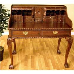 Solid Mahogany Carved Writing Desk / Escritoire #956280