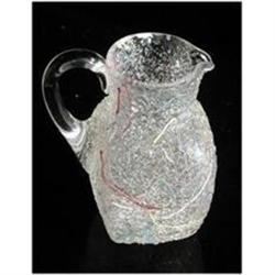Overshot Crackle Glass Peloten Pitcher #956498