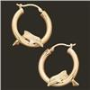 Image 1 : 14K Gold HOOP Earrings w DOLPHIN #966142