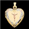 Image 1 : 14k  GOLD HEART LOCKET CRUCIFIX  CHRIST  #966147