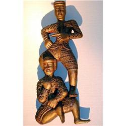 GILT WOOD WALL SCULPTURE OF TWO BURMESE #966391