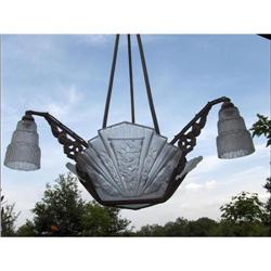 French Art Deco Silvered Bronze Chandelier #976980