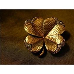 Fine Victorian Diamond and Yellow Gold 4 Leaf #977196