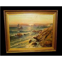 20c Hawaii Beach Sun Set landscape Oil Painting #977395