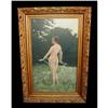 Image 1 : old 19c Victorian Veiled Nude Oil Painting Girl #977430