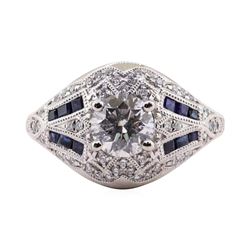 1.05 ctw Diamond and Sapphire Ring - Platinum
