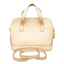 Celine Vintage Cream Textured Leather Tote Shoulder Bag
