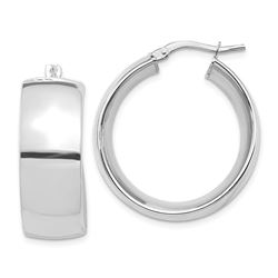 14k White Gold Hoop Earrings - 10x26 mm