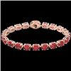 Image 2 : 27 ctw Pink Tourmaline & VS/SI Diamond Micro Bracelet 14k Rose Gold