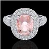 Image 1 : 3.25 ctw Morganite & Micro Pave VS/SI Diamond Ring 18k White Gold