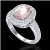 Image 2 : 3.25 ctw Morganite & Micro Pave VS/SI Diamond Ring 18k White Gold