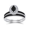 Image 1 : Sterling Silver Round Black Color Enhanced Diamond Bridal Wedding Engagement Ring Set 1/2 Cttw