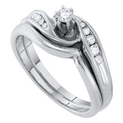 10kt White Gold Womens Round Diamond Bridal Wedding Engagement Ring Band Set 1/4 Cttw