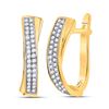 Image 1 : 10kt Yellow Gold Womens Round Pave-set Diamond Hoop Earrings 1/6 Cttw