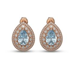 7.15 ctw Aquamarine & Diamond Victorian Earrings 14K Rose Gold