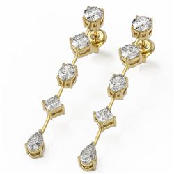 2.74 ctw Mix cut Diamonds Designer Earrings 18K Yellow Gold