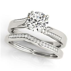 0.85 ctw Certified VS/SI Diamond 2pc Wedding Set 14k White Gold