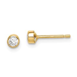 14k 3 mm Cubic Zirconia Bezel Post Earrings - 42 mm