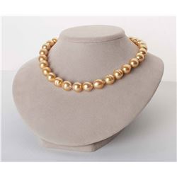 22K Deep Golden South Sea Baroque Pearl Necklace, 18", 12.1-13.9mm, AA+/AAA Quality