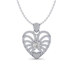 3 ctw Micro Pave VS/SI Diamond Certified Heart Necklace 14k White Gold