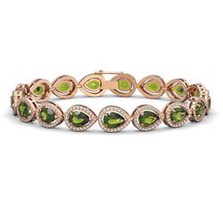16.93 ctw Tourmaline & Diamond Micro Pave Halo Bracelet 10k Rose Gold