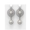 Image 1 : 5 ctw Diamond & Pearl Earrings 18K White Gold