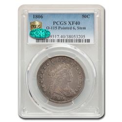1806 Draped Bust Half Dollar XF-40 PCGS CAC (O-115, Pointed 6)