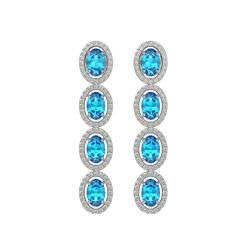6.28 ctw Swiss Topaz & Diamond Micro Pave Halo Earrings 10k White Gold