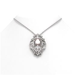 6.38 ctw Morganite & Diamond Necklace 18K White Gold