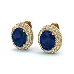 9.20 ctw Sapphire & Micro Pave VS/SI Diamond Earrings 18k Yellow Gold