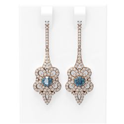 2.74 ctw Intense Blue Diamond Earrings 18K Rose Gold