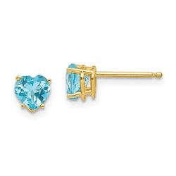 14k 5 mm Heart Blue Topaz Earrings