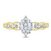 Image 2 : 10kt Yellow Gold Womens Round Baguette Prong-set Diamond Oval Cluster Ring 1/10 Cttw