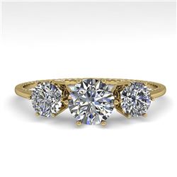 1 ctw Past Present Future Certified VS/SI Diamond Ring 18k Yellow Gold