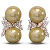 Image 2 : 0.96 ctw Diamond & Pearl Earrings 18K Rose Gold