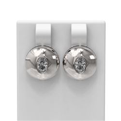 1.04 ctw Oval Diamond Earrings 18K White Gold